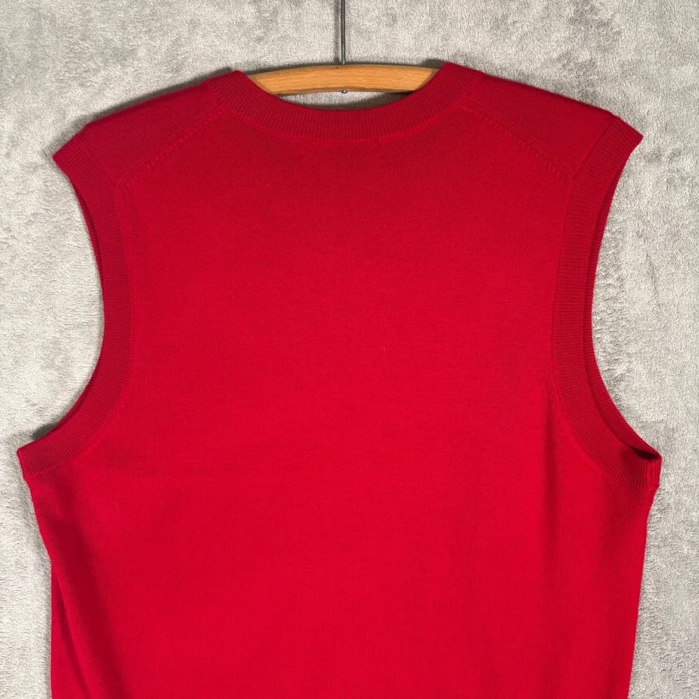 Hart Schaffner Marx V Neck Sweater Vest Mens‎ Large Extra Fine Merino Wool Red